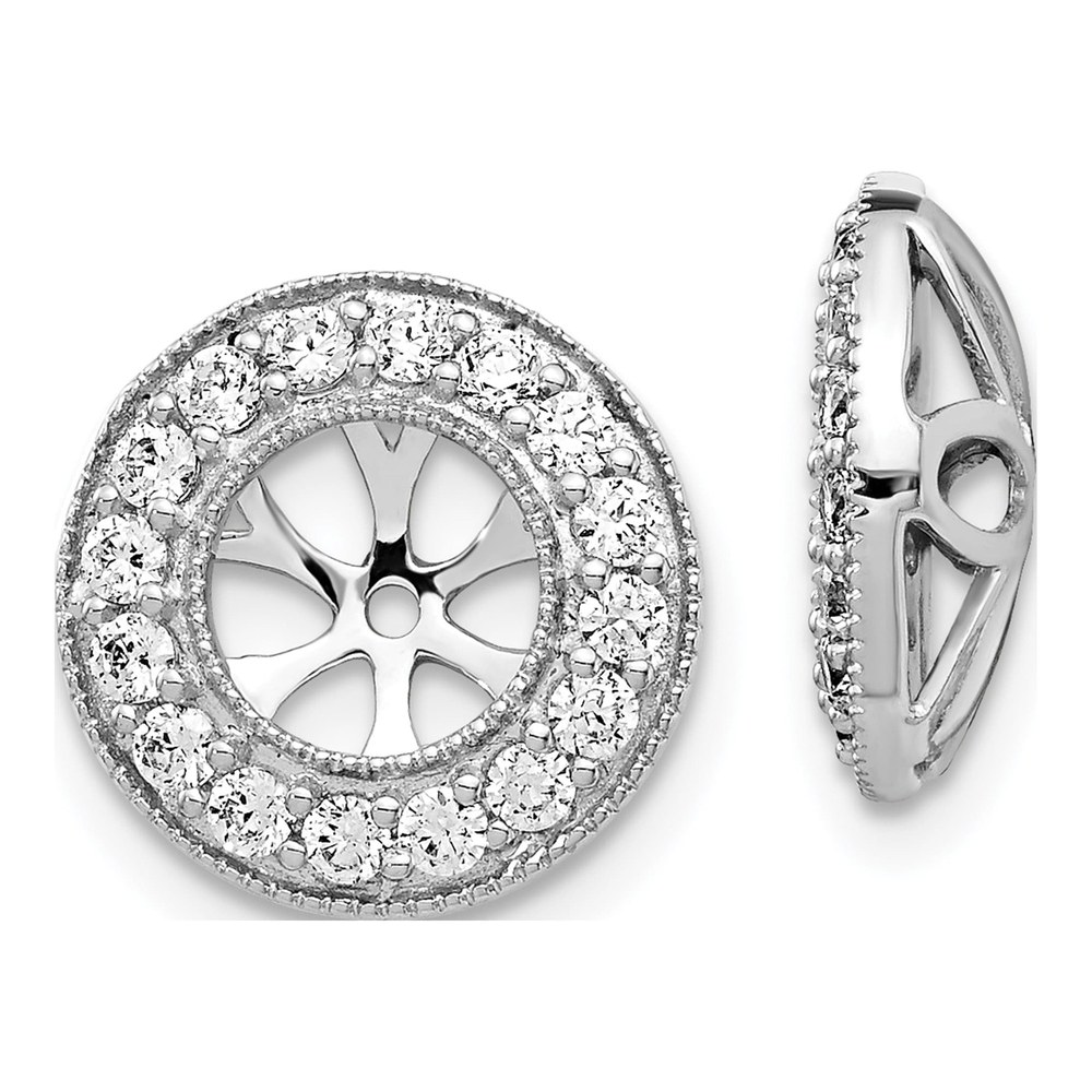 14K White Gold Rhodium-Plated 5/8 Carat Lab Grown Diamond Vs/si+ G+ With 6mm Opening Complete Earring Jackets