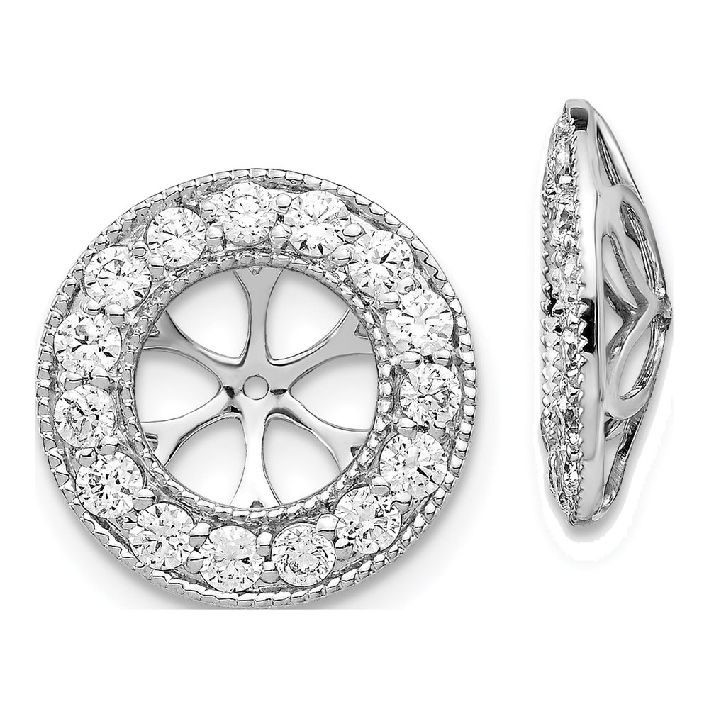 14K White Gold Rhodium-Plated 1 Carat Lab Grown Diamond Vs/si+ G+ With 7mm Opening Complete Earring Jackets