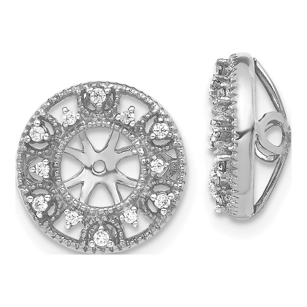 14K White Gold 1/10 ct tw Diamond Circle Earring Jackets