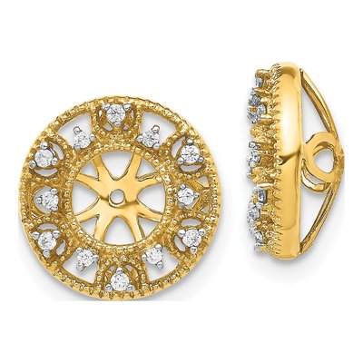 14K Yellow Gold 1/10 ct tw Diamond Fancy Circle Earring Jackets