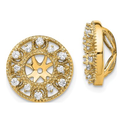 14K Yellow Gold 1/4 ct tw Diamond Fancy Circle Ear Earring Jackets