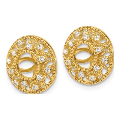 14K Yellow Gold 1/4 ct tw Diamond Fancy Circle Earring Jackets – view 3
