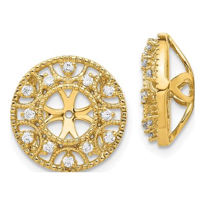 14K Yellow Gold 1/4 ct tw Diamond Fancy Circle Earring Jackets