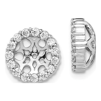 14K White Gold 1/2 ct tw Diamond Round Circle Earring Jackets
