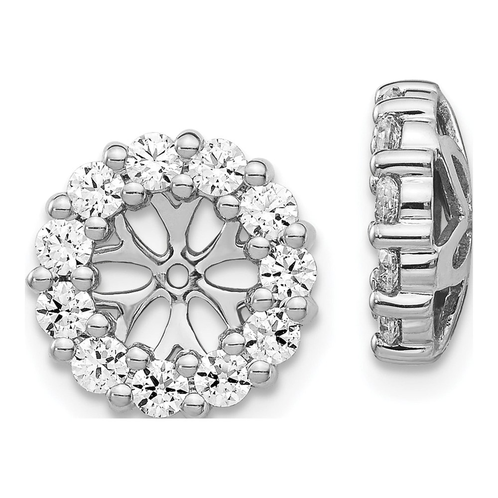 14K White Gold 1 ct tw Diamond Circle Earring Jackets