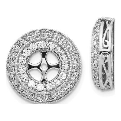 14K White Gold 1.5 ct tw Diamond Double Circle Earring Jackets