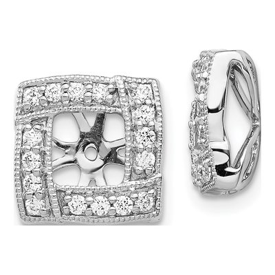 14K White Gold 1/3 ct tw Diamond Square Earring Jackets