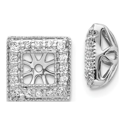 14K White Gold 1/4 ct tw Diamond Square Earring Jackets
