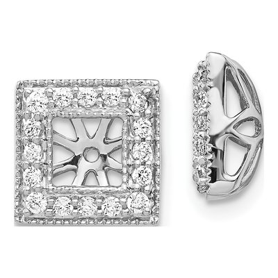 14K White Gold 1/3 ct tw Diamond Square Earring Jackets