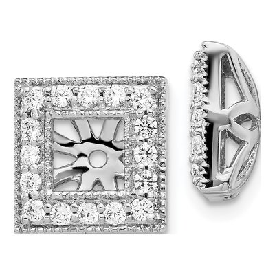 14K White Gold 1/2 ct tw Diamond Square Earring Jackets
