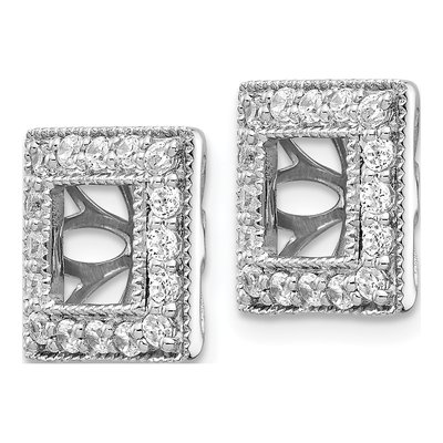 14K White Gold 1/2 ct tw Diamond Square Earring Jackets – view 2