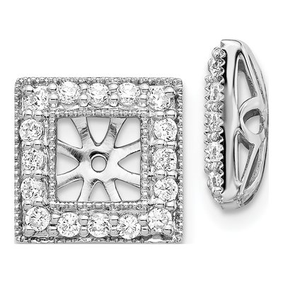 14K White Gold 1/2 ct tw Diamond Square Earring Jackets