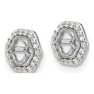 14K White Gold Diamond Hexagon Earring Jackets – view 3