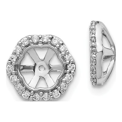 10K White Gold 1/4 ct tw Diamond Hexagon Earring Jackets