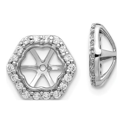 10K White Gold 1/3 ct tw Diamond Hexagon Earring Jackets