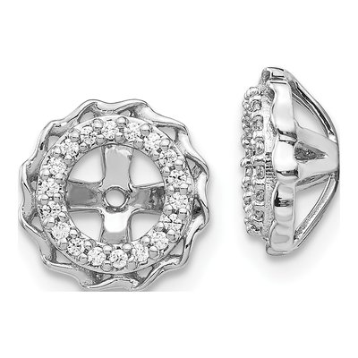 14K White Gold 1/6 ct tw Diamond Twisted Edge Earring Jackets
