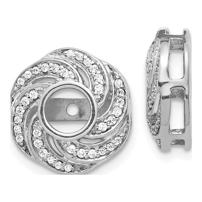 14K White Gold 1/4 ct tw Diamond Swirl Earring Jackets