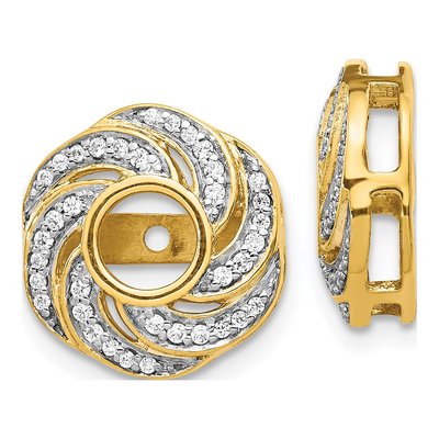 14K Yellow Gold 1/4 ct tw Diamond Swirl Earring Jackets