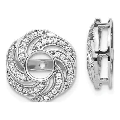 14K White Gold 1/3 ct tw Diamond Swirl Earring Jackets