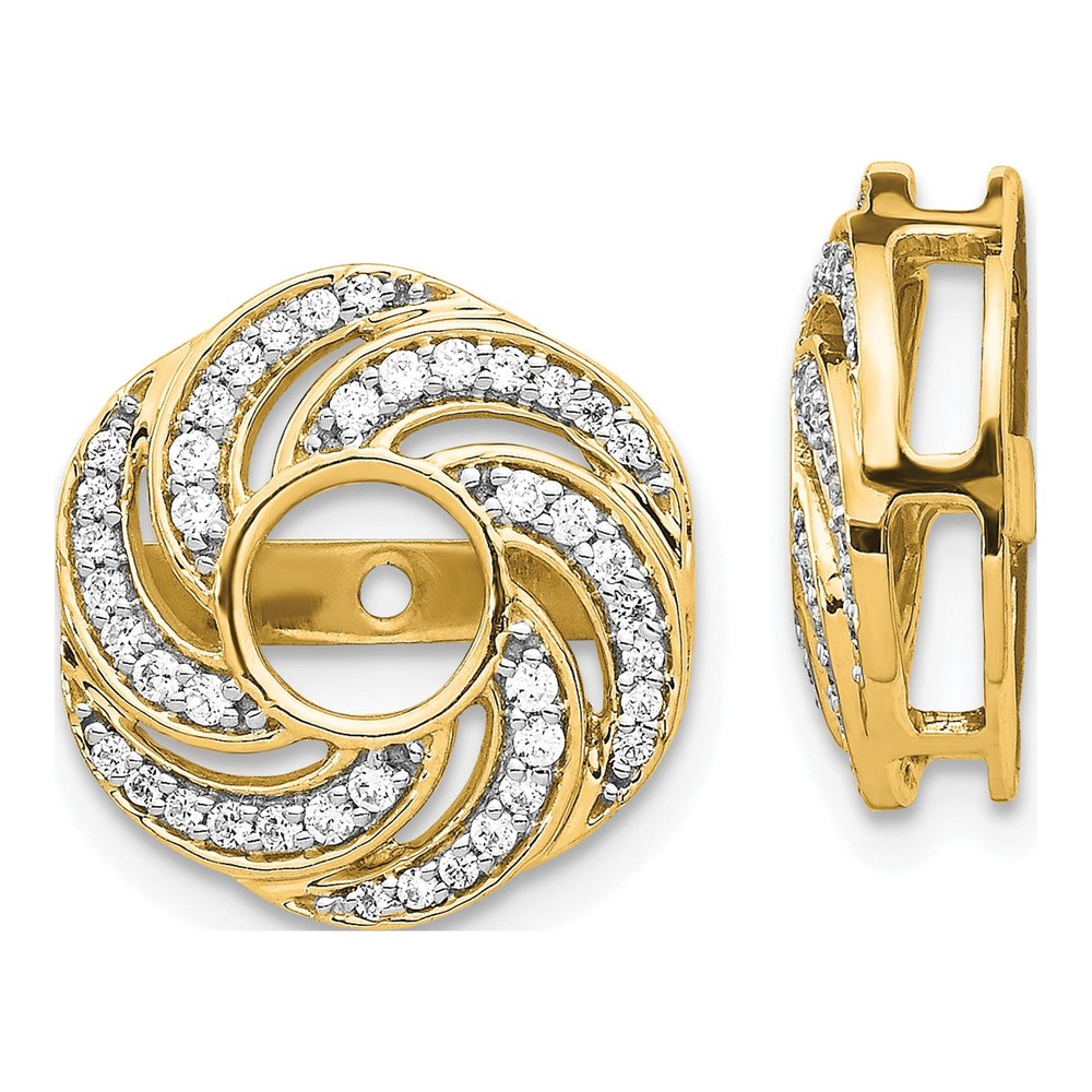 14K Yellow Gold 1/3ct Diamond Swirl Earring Jackets