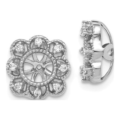 14K White Gold 1/10 ct tw Diamond Fancy Earring Jackets