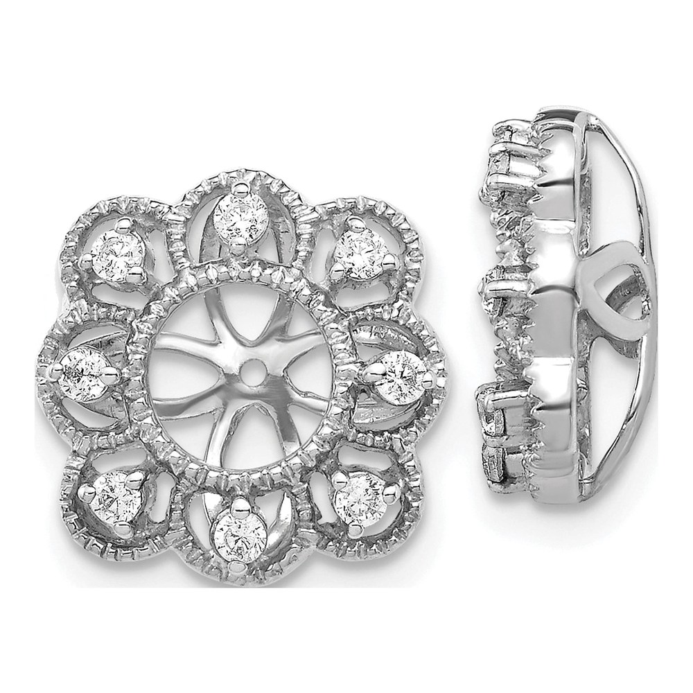 14K White Gold Rhodium-Plated 1/4 Carat Lab Grown Diamond Vs/si+ G+ With 4.4mm Earring Jacket