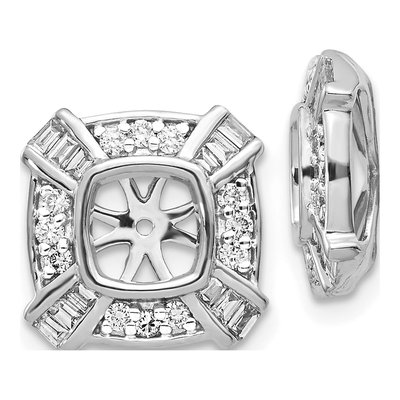 14K White Gold 1/2 ct tw Diamond Square Earring Jackets