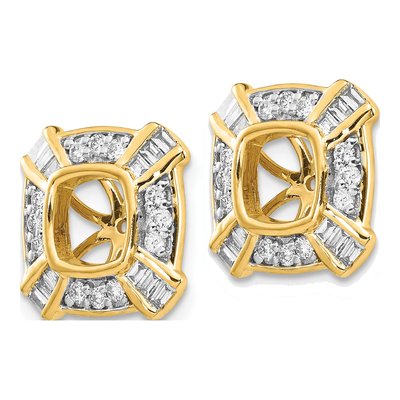 14K Yellow Gold 1/2 ct tw Diamond Fancy Square Earring Jackets – view 2