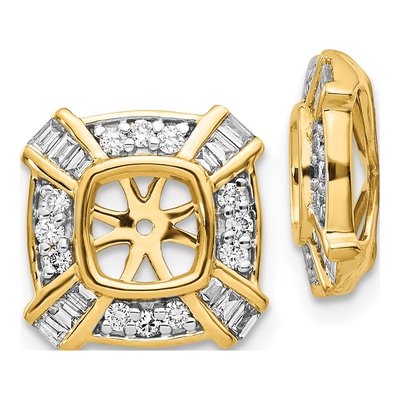 14K Yellow Gold 1/2 ct tw Diamond Fancy Square Earring Jackets