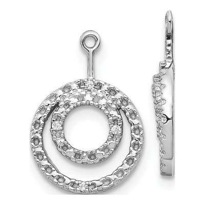 14K White Gold Diamond Double Circle Earring Jackets