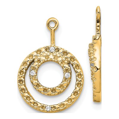 14K Yellow Gold Diamond Circle Earring Jackets