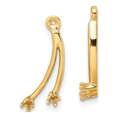 14K Yellow Gold 2-Stone Diamond Earring Jacket Mounting
