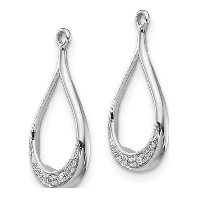 10K White Gold Diamond Teardrop Earring Jackets – view 2