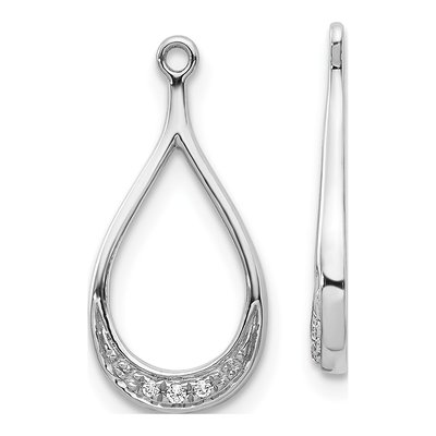 10K White Gold Diamond Teardrop Earring Jackets