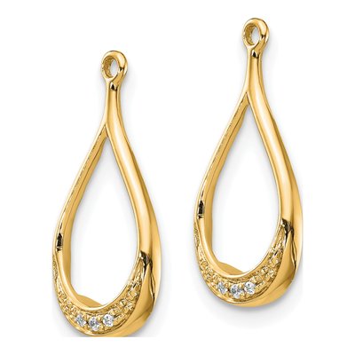 10K Yellow Gold Diamond Teardrop Earring Jackets – view 2
