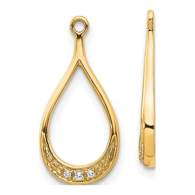 10K Yellow Gold Diamond Teardrop Earring Jackets