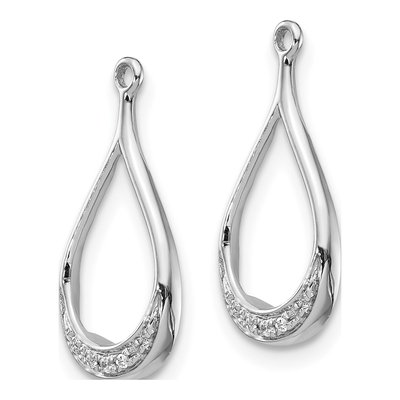 14K White Gold Diamond Teardrop Earring Jackets – view 2