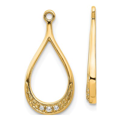14K Yellow Gold Diamond Teardrop Earring Jackets