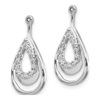 10K White Gold 1/15 ct tw Diamond Double Teardrop Earring Jackets – view 2