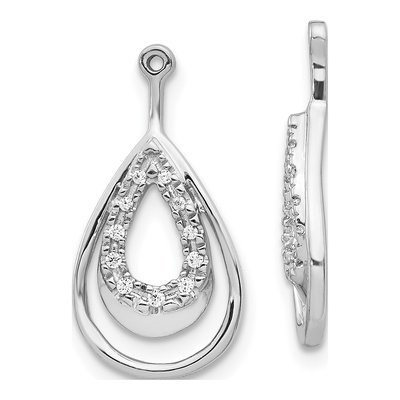 10K White Gold 1/15 ct tw Diamond Double Teardrop Earring Jackets