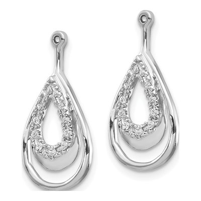 14K White Gold 1/15 ct tw Diamond Double Teardrop Ear Earring Jackets – view 3