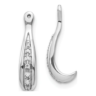 10K White Gold 1/20 ct tw 17mm Diamond J- Hoop Earrings