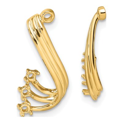 14K Yellow Gold Fancy Twist Diamond Earring Jacket Mounting
