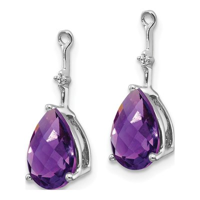 14K White Gold Amethyst & Diamond Pear Earring Jackets – view 3