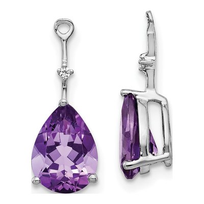14K White Gold Amethyst & Diamond Pear Earring Jackets