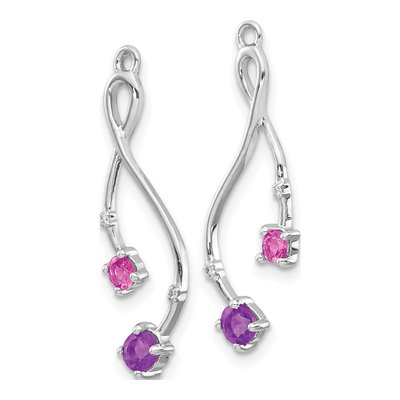14K White Gold Amethyst & Pink Tourmaline Earring Jackets – view 2