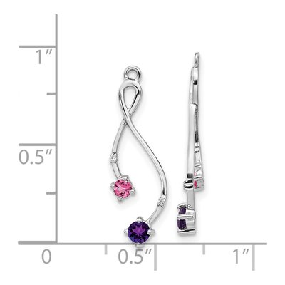 14K White Gold Amethyst & Pink Tourmaline Earring Jackets – view 3