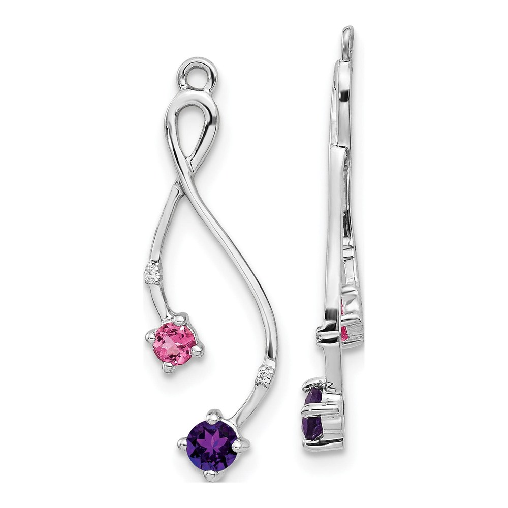 14K White Gold Amethyst & Pink Tourmaline Earring Jackets