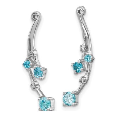 14K White Gold Swiss Blue Topaz & Diamond Earring Jackets – view 3