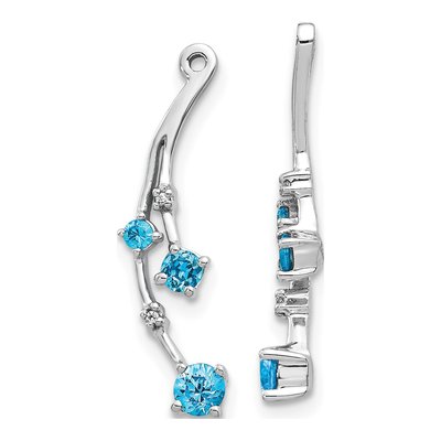 14K White Gold Swiss Blue Topaz & Diamond Earring Jackets